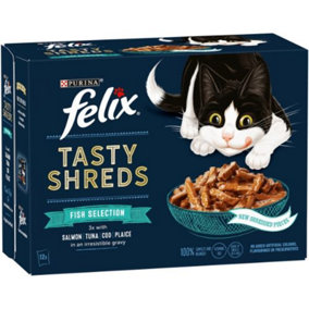 Felix Tasty Shreds Fish Selection In Gravy 48 x 80g