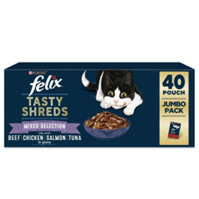 Felix Tasty Shreds Mixed Selection In Gravy 40 x 80g