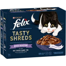 Felix Tasty Shreds Mixed Selection In Gravy 48 x 80g