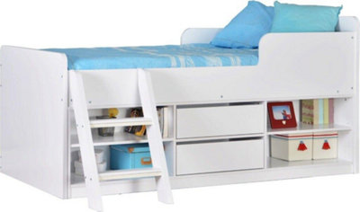 Felix White Low Sleeper Bed with 2 Drawers and Storage