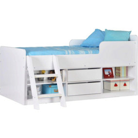 Felix White Low Sleeper Bed with 2 Drawers and Storage