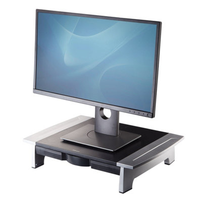 Fellowes Computer Monitor Stand with 5 Height Adjustments Office Suites Riser with Storage Tray Ergonomic Adjustable Support for