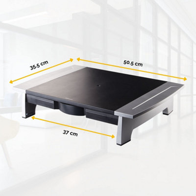 Fellowes Computer Monitor Stand with 5 Height Adjustments Office Suites Riser with Storage Tray Ergonomic Adjustable Support for