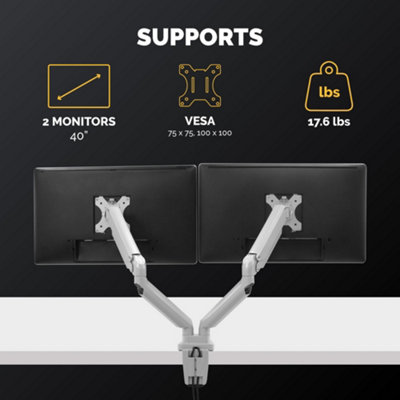 Fellowes Dual Monitor Arm - Platinum Series Mount for Two 8KG 32 inch Screens - Ergonomic Adjustable Arm Desk Mount - Tilt 45