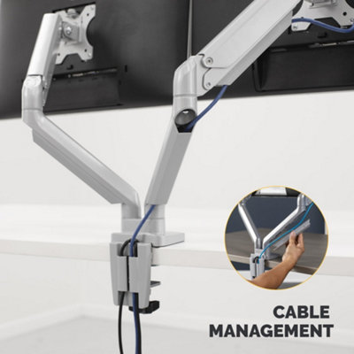 Fellowes Dual Monitor Arm - Platinum Series Mount for Two 8KG 32 inch Screens - Ergonomic Adjustable Arm Desk Mount - Tilt 45