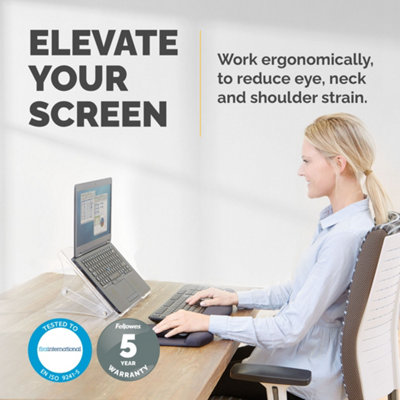 Fellowes Laptop Riser Clarity Laptop Stand Max Size 15 inch Max Weight 6kg