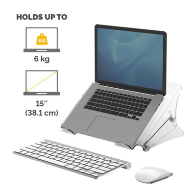 Fellowes Laptop Riser Clarity Laptop Stand Max Size 15 inch Max Weight 6kg