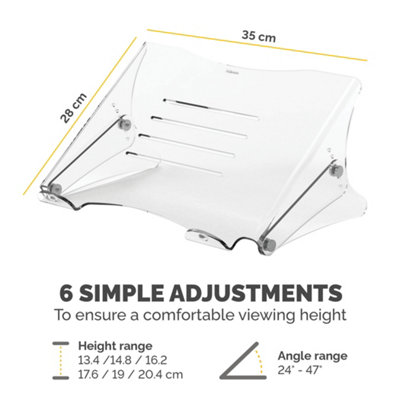 Fellowes Laptop Riser Clarity Laptop Stand Max Size 15 inch Max Weight 6kg