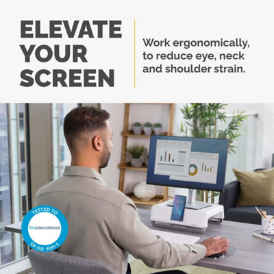Fellowes Monitor Stand for Desk - Breyta™ 100% Recyclable Stand for the Home and Office - Ergonomic Portable with 3 Height