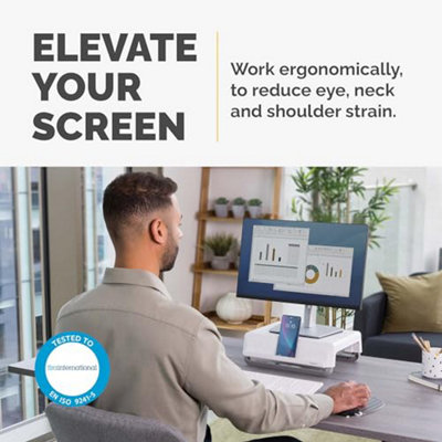 Fellowes Monitor Stand for Desk - Breyta™ 100% Recyclable Stand for the Home and Office - Ergonomic Portable with 3 Height
