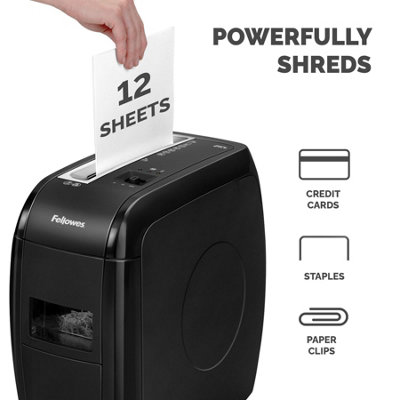 Fellowes Paper Shredder for Home Office Use - 12 Sheet Cross Cut Shredder for Home Office 21Cs Shredder with 15 Litre Bin P3