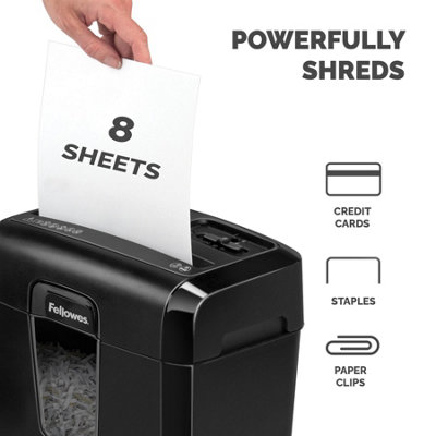 Fellowes Paper Shredder for Home Office Use 8 Sheet Cross Cut Shredder for Home Office 8C Deskside Shredder with 14 Litre Bin P4