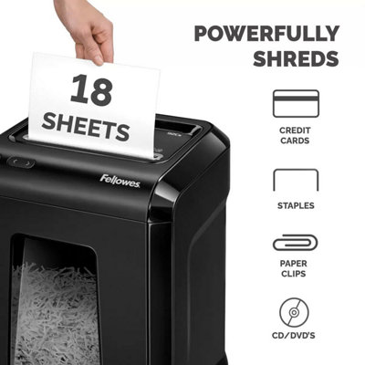 Fellowes Powershred 92Cs Cross Cut Shredder, 18 Sheet Capacity, 25L ...