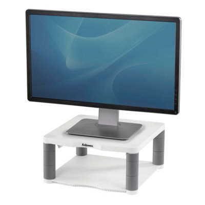 Fellowes Premium Adjustable Monitor Stand, White, Supports Up To 36kg or 21, 5 Stacking Heights