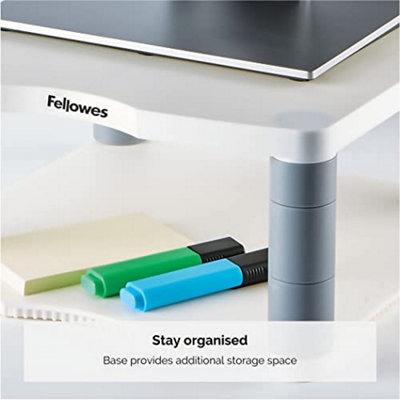 Fellowes Premium Adjustable Monitor Stand, White, Supports Up To 36kg or 21, 5 Stacking Heights