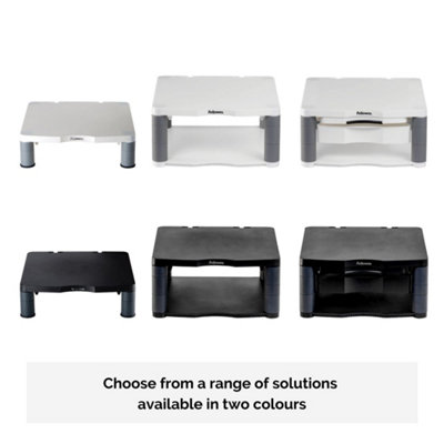 Fellowes Premium Adjustable Monitor Stand, White, Supports Up To 36kg or 21, 5 Stacking Heights