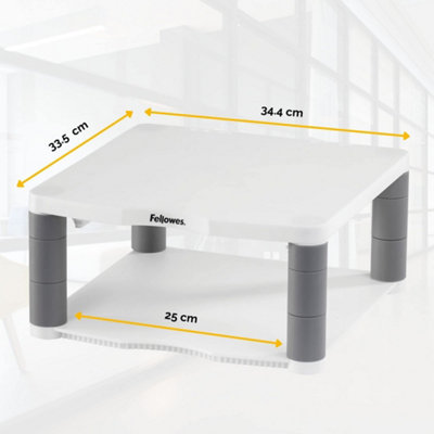 Fellowes Premium Adjustable Monitor Stand, White, Supports Up To 36kg or 21, 5 Stacking Heights