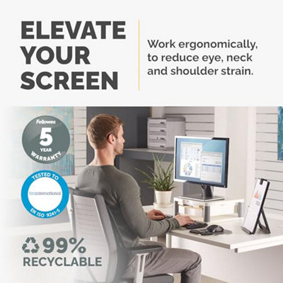 Fellowes Premium Plus Adjustable Monitor Stand, White