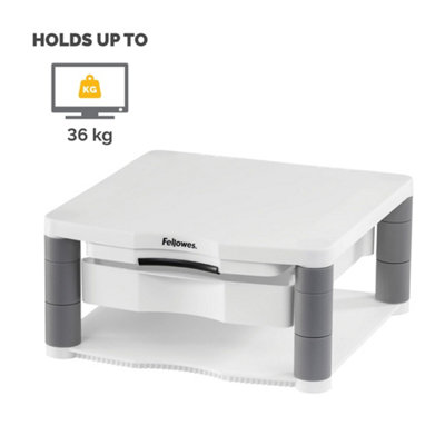Fellowes Premium Plus Adjustable Monitor Stand, White