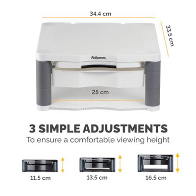 Fellowes Premium Plus Adjustable Monitor Stand, White