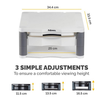 Fellowes Premium Plus Adjustable Monitor Stand, White