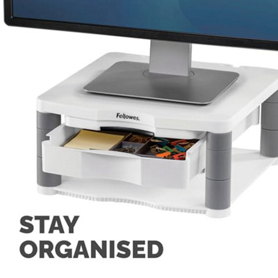 Fellowes Premium Plus Adjustable Monitor Stand, White