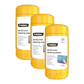 Fellowes Screen Cleaning Wipes Biodegradable Non Streak Screen Wipes Monitor iPad Mobile Phone Tablet Laptop Wipes Pack of 3