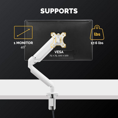Fellowes Single Monitor Arm - Platinum Series Mount for 8KG 32 inch Screens - Ergonomic Adjustable Arm Desk Mount