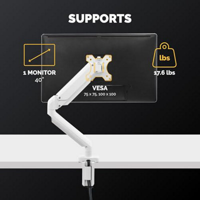Fellowes Single Monitor Arm - Platinum Series Mount for 8KG 32 inch Screens - Ergonomic Adjustable Arm Desk Mount