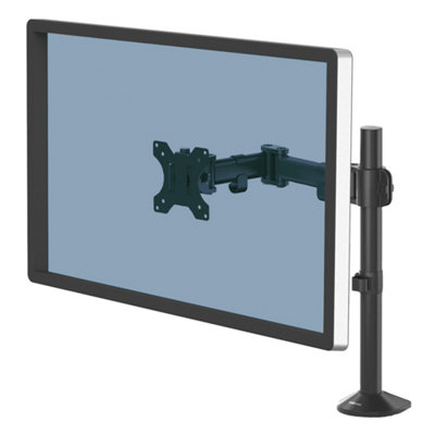 Fellowes Single Monitor Arm - Reflex Mount for 8KG 32 inch Screens - Ergonomic Adjustable Arm Desk Mount - Tilt 45 Swivel 180