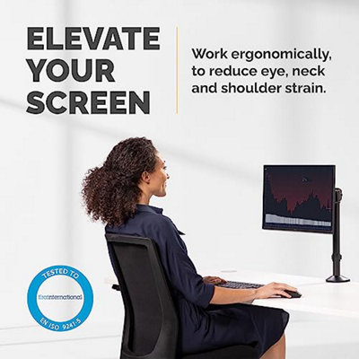 Fellowes Single Monitor Arm - Reflex Mount for 8KG 32 inch Screens - Ergonomic Adjustable Arm Desk Mount - Tilt 45 Swivel 180