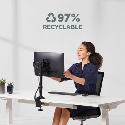 Fellowes Single Monitor Arm - Reflex Mount for 8KG 32 inch Screens - Ergonomic Adjustable Arm Desk Mount - Tilt 45 Swivel 180