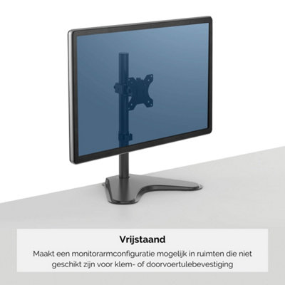 Fellowes Single Monitor Arm - Seasa Freestanding Monitor Mount for 8KG 32 inch Screens - Ergonomic Adjustable Monitor Arm - Tilt