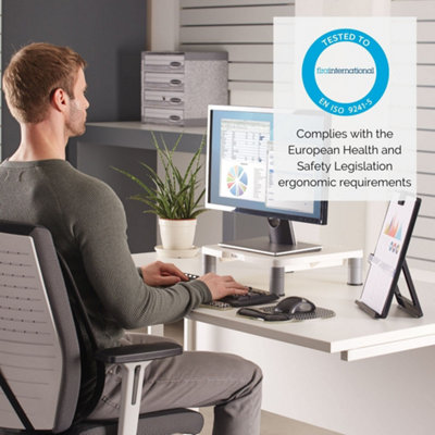 Fellowes Standard Adjustable Monitor Stand, White, Supports up to 36kg or 21, 3 Stacking Height Adjustments