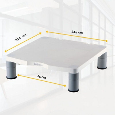 Fellowes Standard Adjustable Monitor Stand, White, Supports up to 36kg or 21, 3 Stacking Height Adjustments