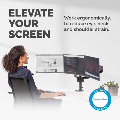 Fellowes Triple Monitor Arm Platinum Series Monitor Mount for Three 7kg ...