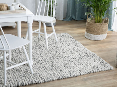 Felt Ball Rug 160 x 230 cm Light Grey AMDO