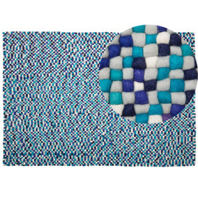 Felt Ball Rug 160 x 230 cm Multicolour Blue AMDO