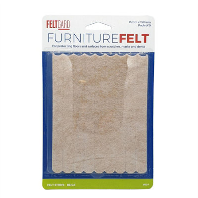 Felt Gard 13mm x 150mm Heavy-Duty Self-Adhesive Felt Furniture Strips, Beige, (Pack of 9)