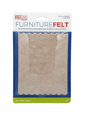 Felt Gard 13mm x 150mm Heavy-Duty Self-Adhesive Felt Furniture Strips, Beige, (Pack of 9)