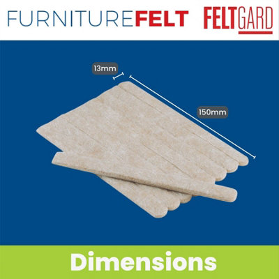 Felt Gard 13mm x 150mm Heavy-Duty Self-Adhesive Felt Furniture Strips, Beige, (Pack of 9)