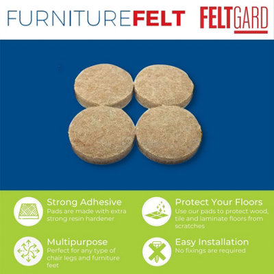 Felt Gard 50mm Round Furniture and Floor Protection Pads (Pack of 4)