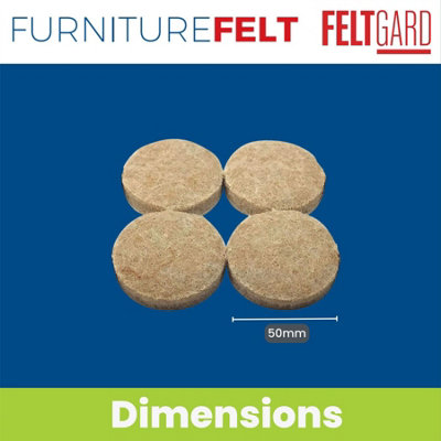 Felt Gard 50mm Round Furniture and Floor Protection Pads (Pack of 4)