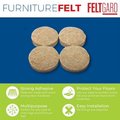 Felt Gard 75mm Large Round Furniture and Floor Protection Pads (Pack of 4)