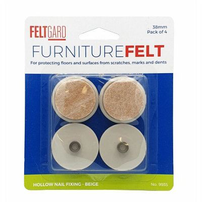 Felt Gard Furniture Protection Nail-in Felt Pads, Beige, 38mm, Pack of 4