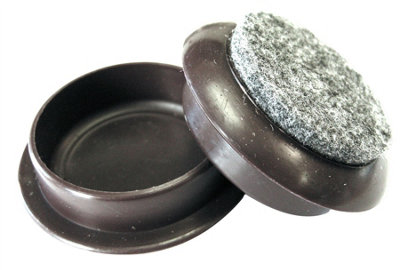 Felt Gard Round Furniture Castor Cups 44mm Felt Base Brown, Floor Protectors for Chairs, Sofas and Beds, Pack of 4