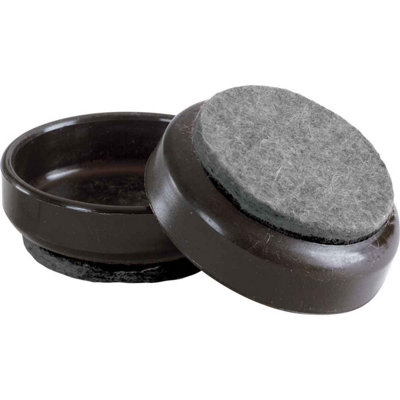 Felt Gard Round Furniture Castor Cups 60mm Felt Base Brown, Non-Slip Pads for Furniture and Chair Legs, Pack of 4