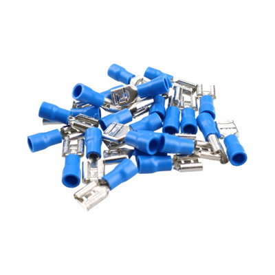 Female Blue Electrical Cable Wire Spade Terminals Crimps Connectors 25pc