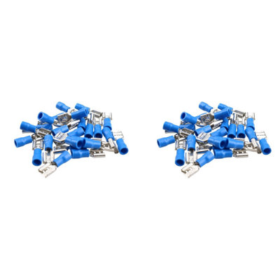 Female Blue Electrical Cable Wire Spade Terminals Crimps Connectors 50pc