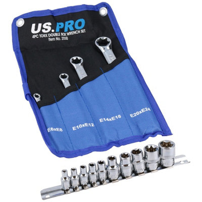 CASOMAN 34 Pieces Torx Bit Socket And E-Torx (Star) Socket Set, Cr-V E